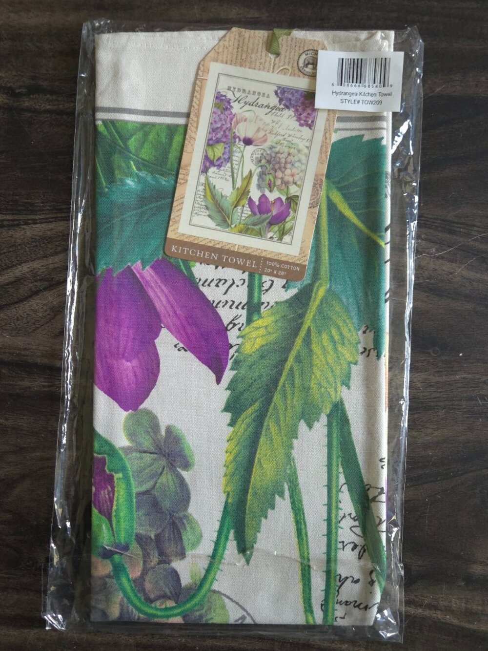 Vintage Michel Design Works Hydrangea Tea Towel NWT